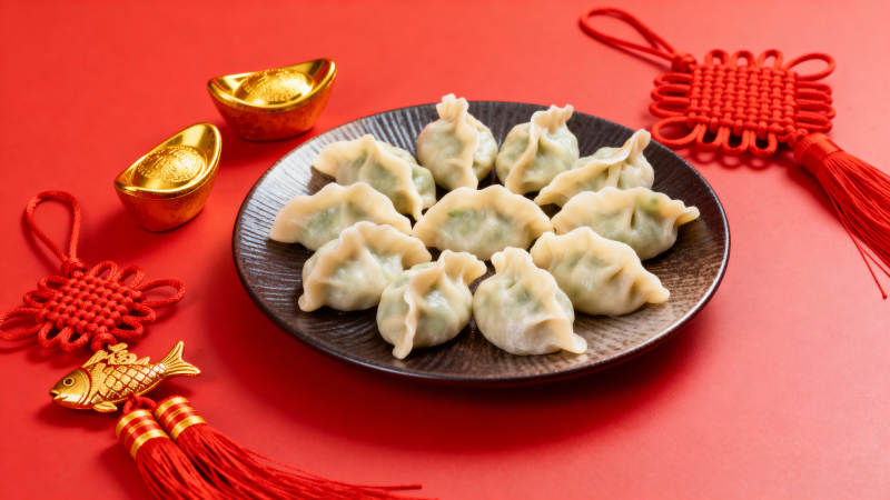 春节饺子与金元宝图片