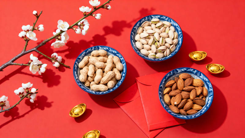 新春坚果喜庆摆盘图片