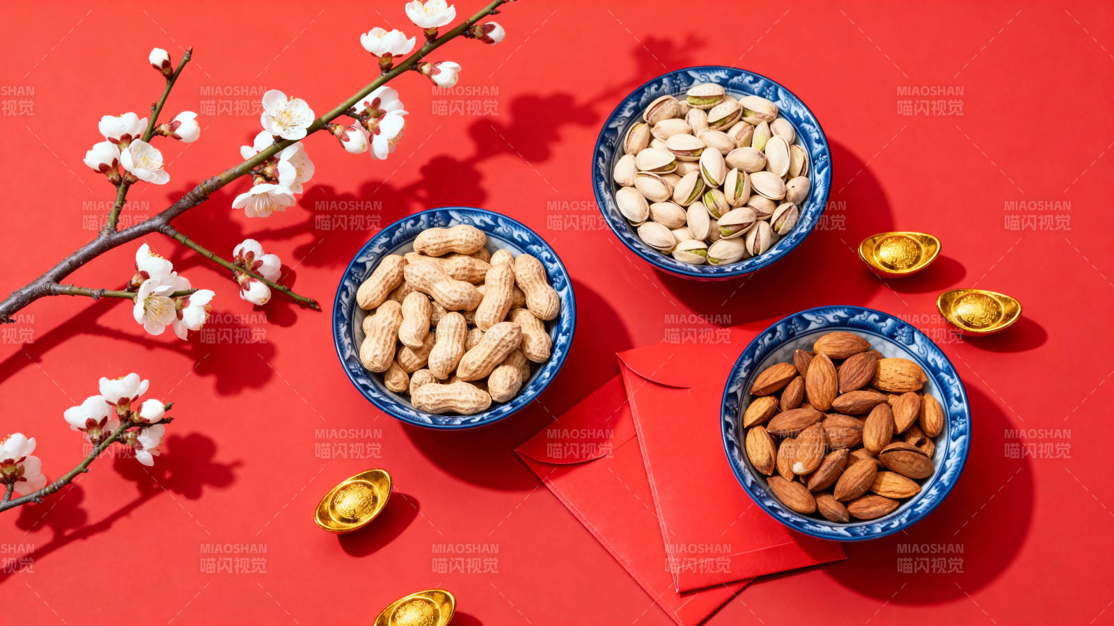 新春坚果喜庆摆盘图片