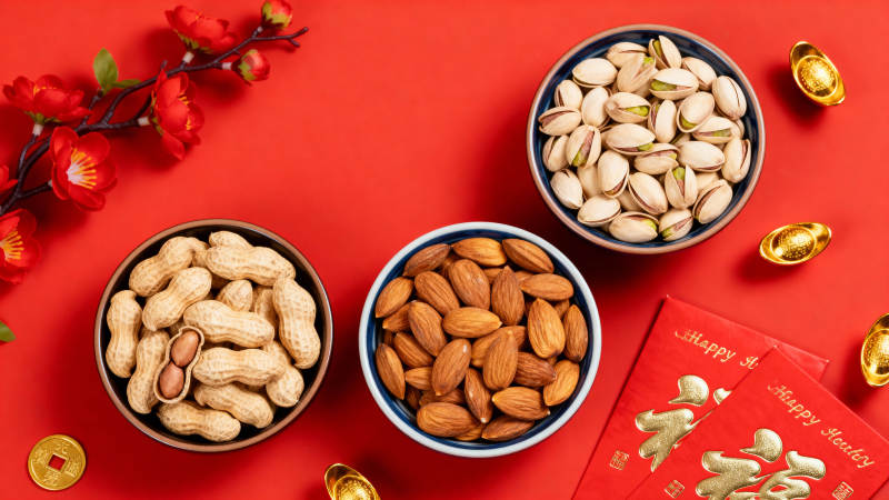 新春坚果喜庆摆盘图片