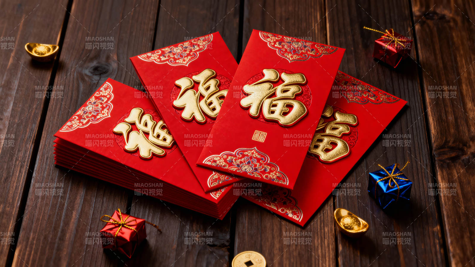 红包福字迎新春图片