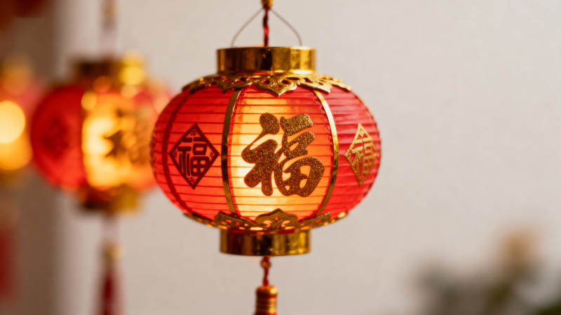 红灯笼福字迎春图片