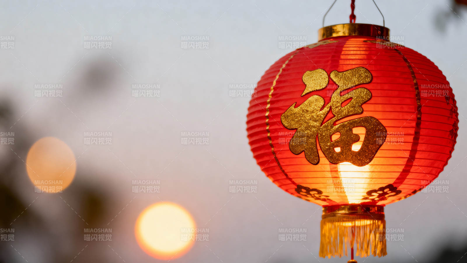 红灯笼福字迎春图片