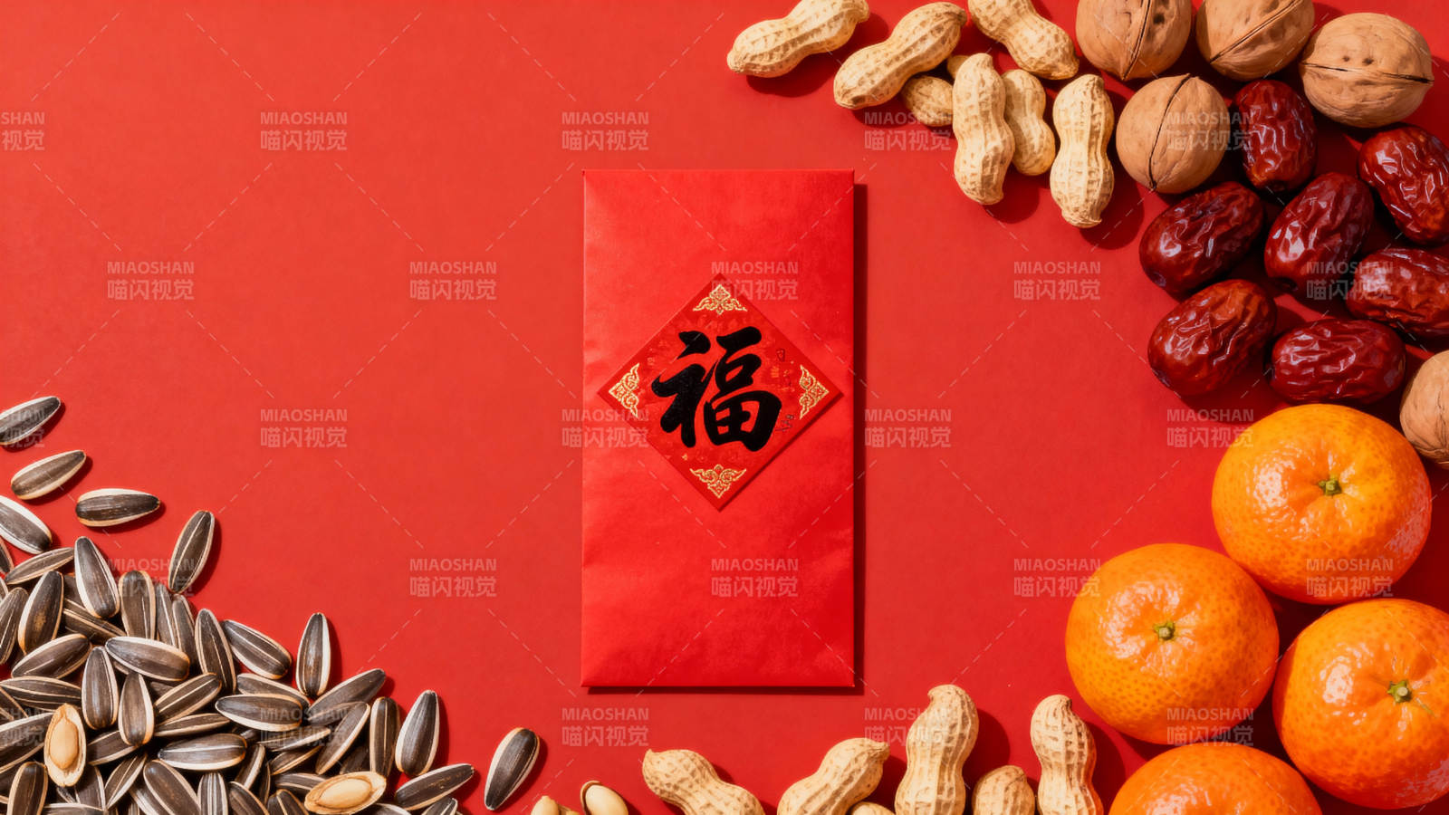 春节福字红包与年货图片