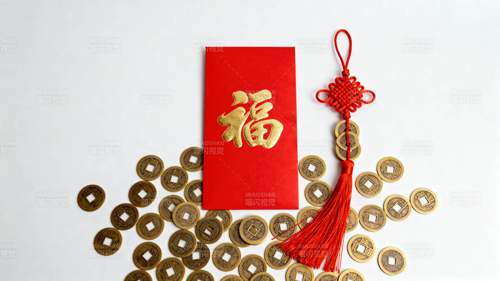 福字红包与古币图片