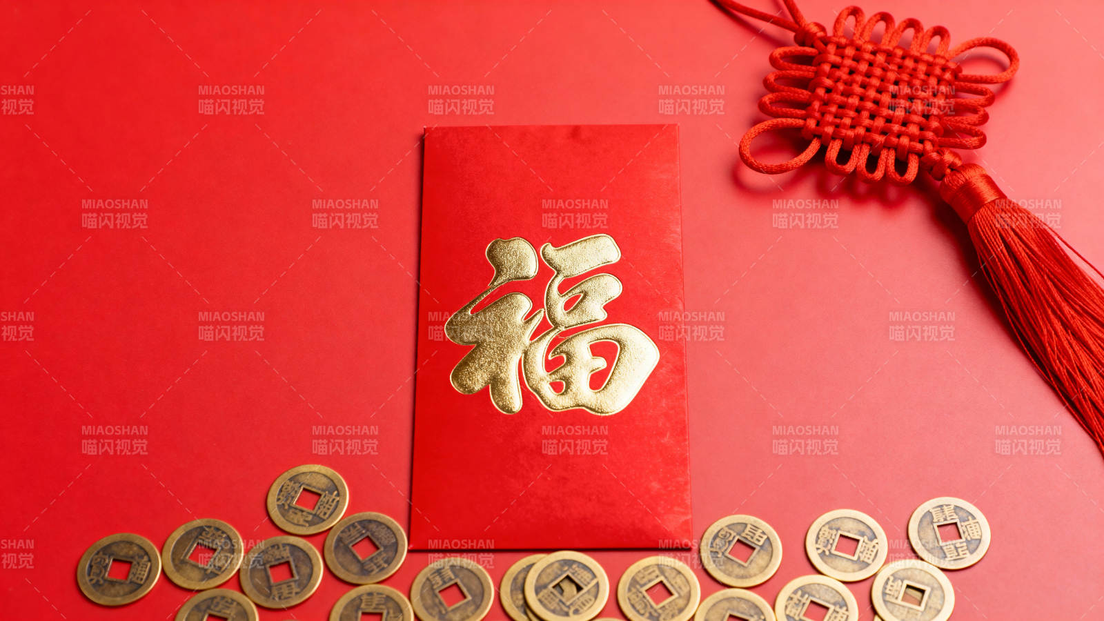 福字红包与古币图片