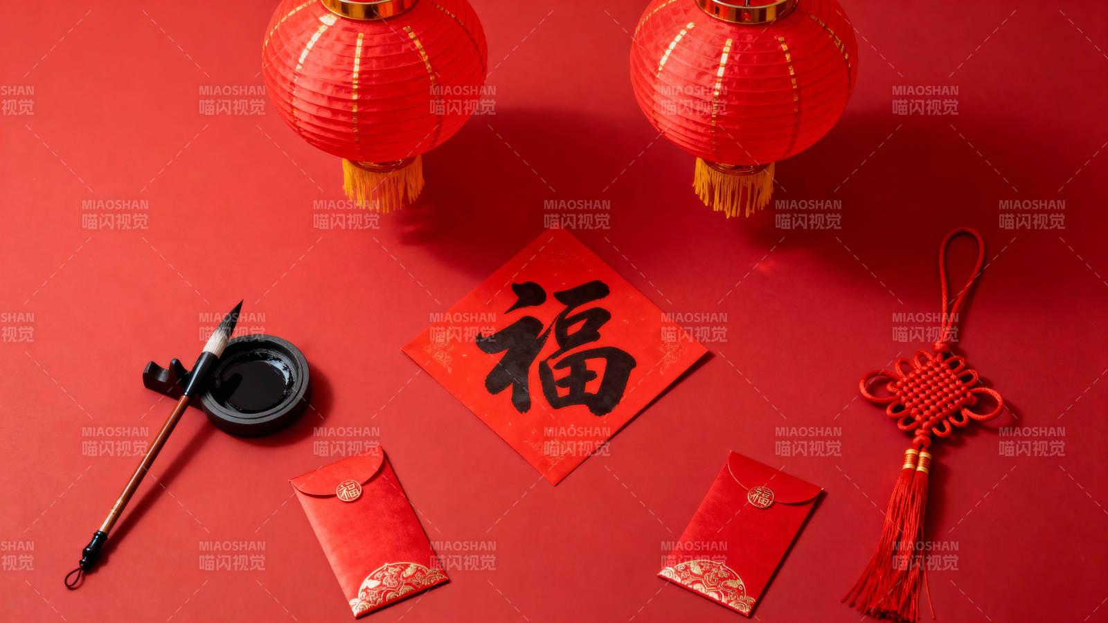 新春福字红灯笼图片