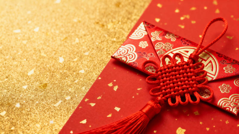 新春红绳福袋图片