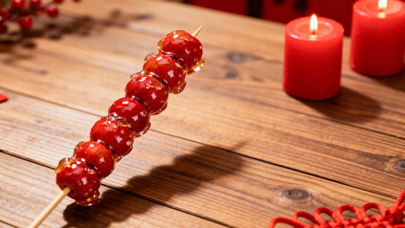 糖葫芦与红烛相伴图片