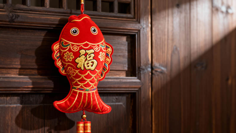 福鱼挂饰迎新春图片