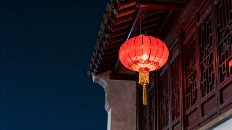 红灯笼夜景图片