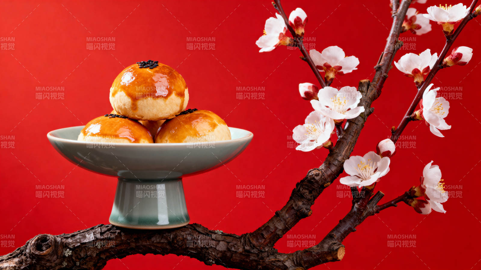 春日糕点赏花图图片