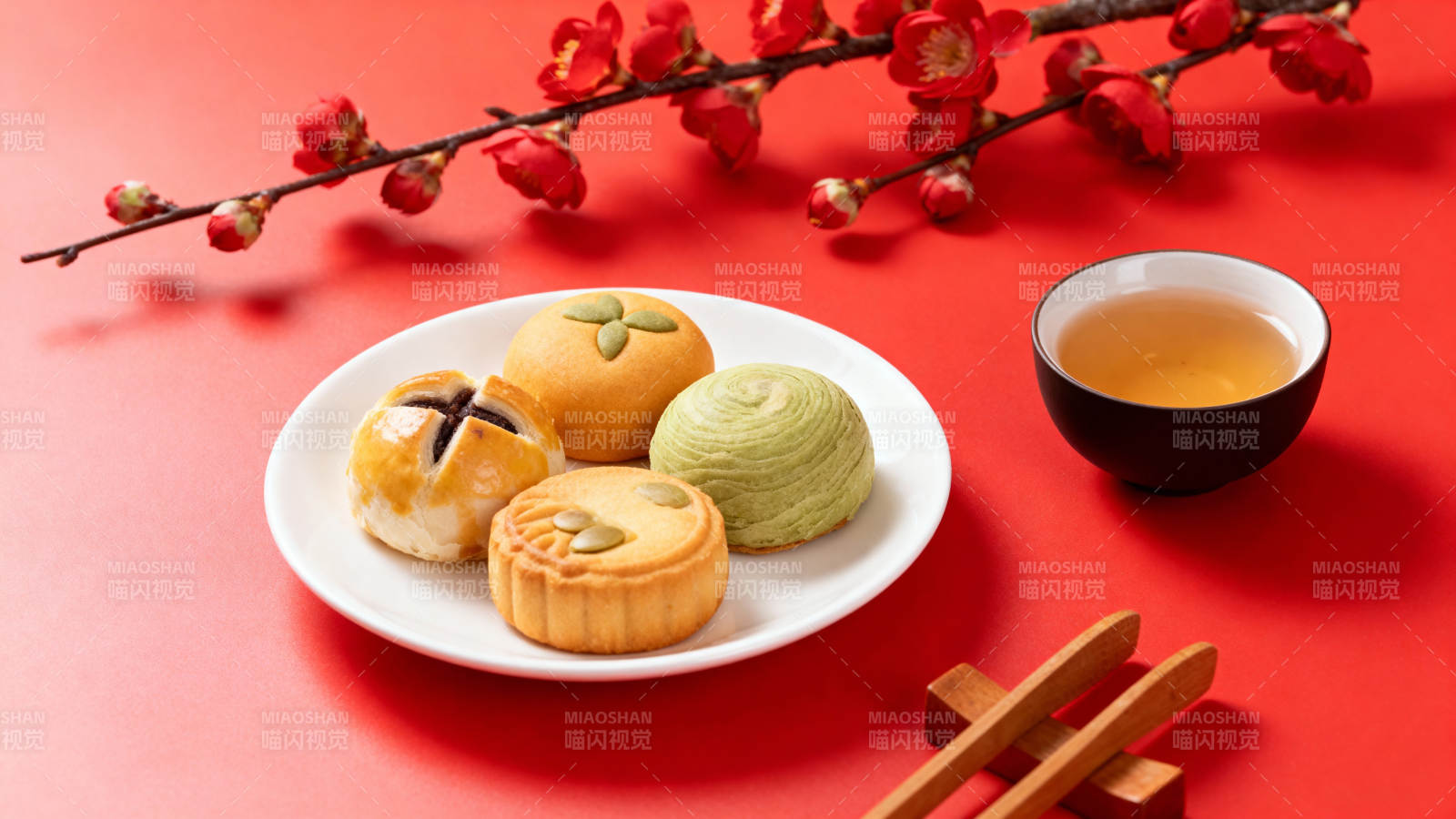 中秋月饼茶点图片