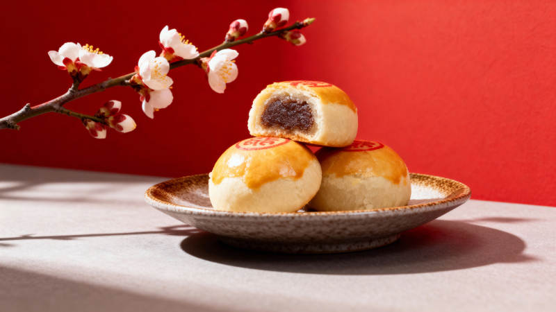 月饼与梅花枝图片