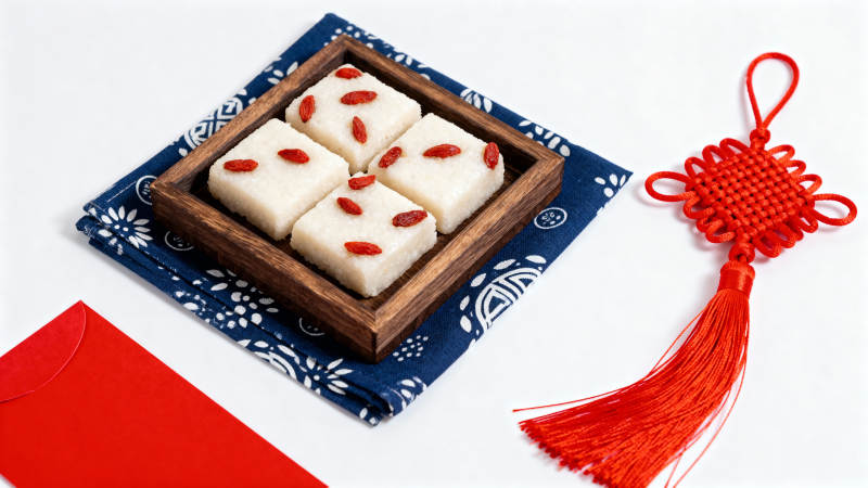 年糕配红绳结图片