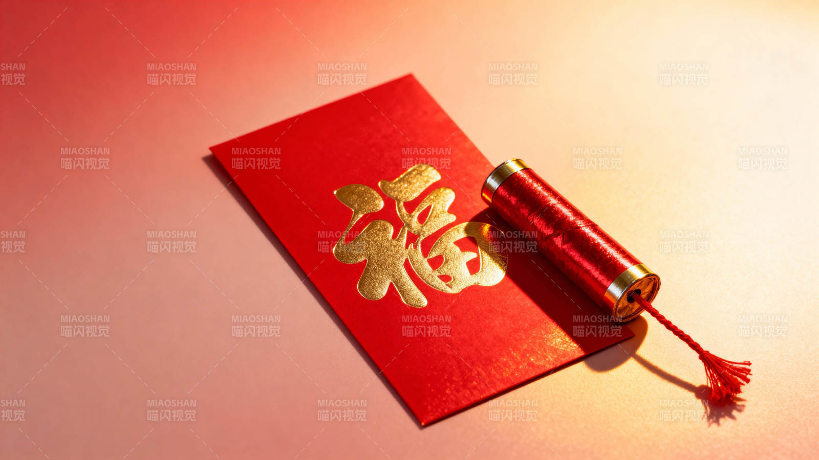 福字红包与鞭炮图片