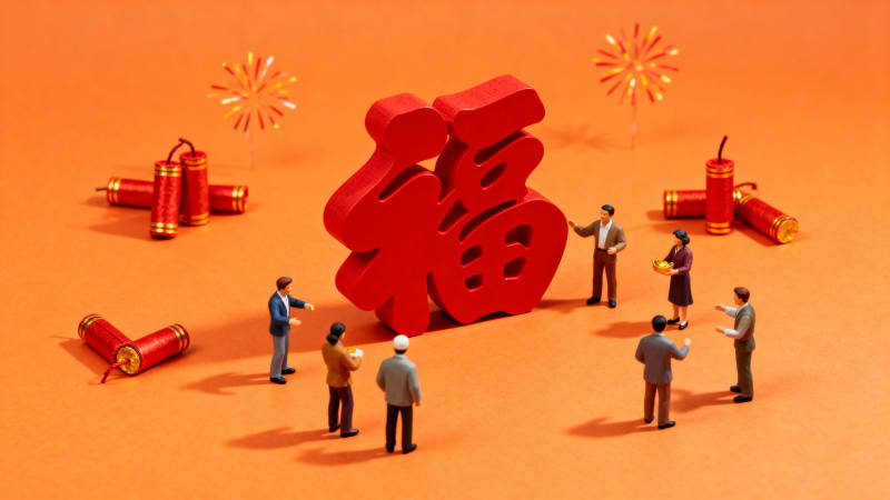 福字迎春庆团圆图片