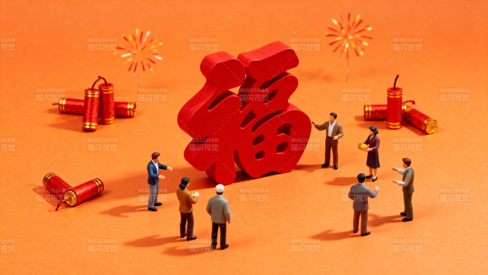 福字迎春庆团圆图片