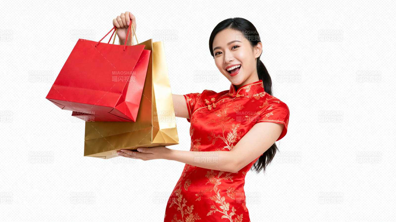 喜庆购物 红衣女子图片