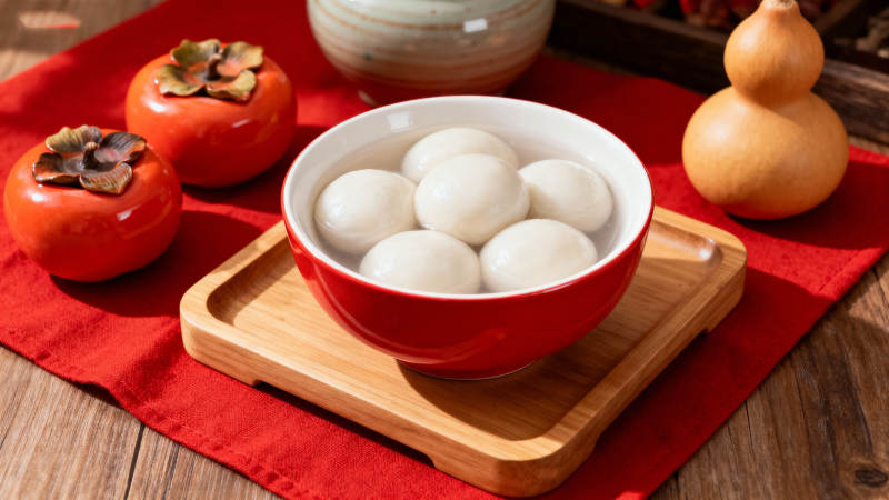 冬至汤圆与柿子图片