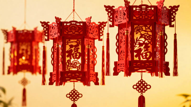 红灯笼迎新春图片