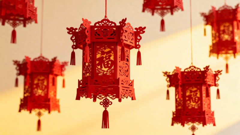 红灯笼迎新春图片