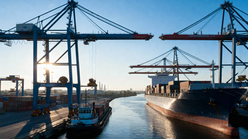 港口货轮装卸作业图片