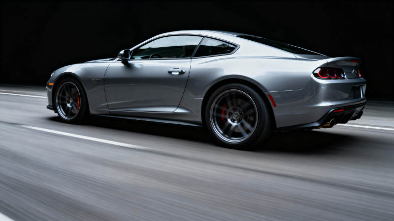 银色跑车疾驰中图片