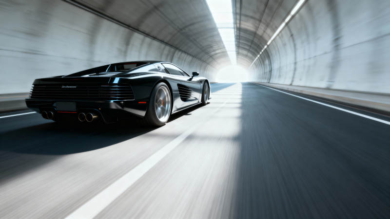 疾驰隧道中的跑车图片