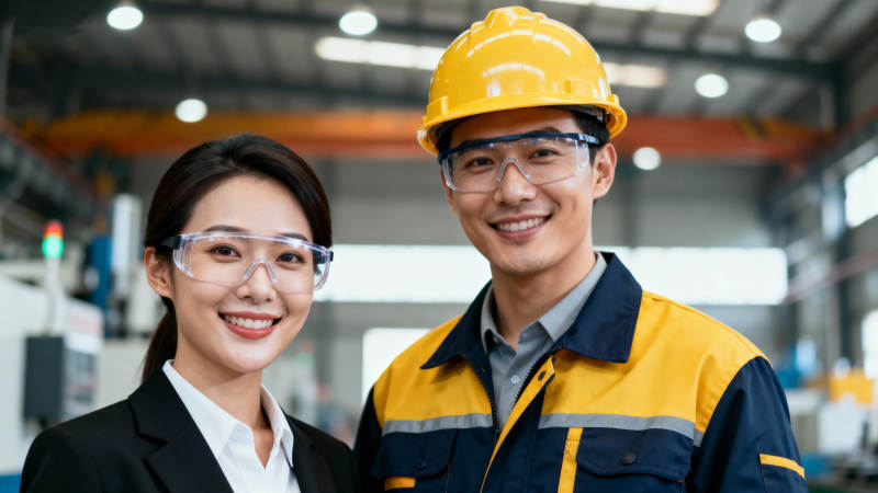 工厂里的微笑搭档图片