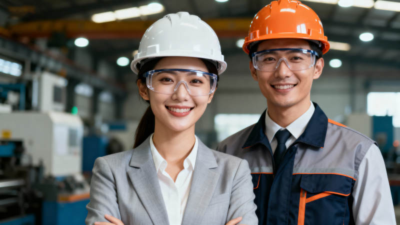 工厂里的微笑搭档图片