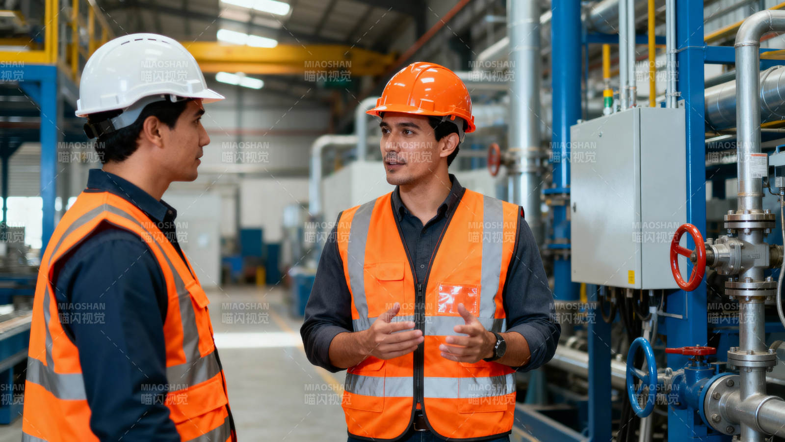 工厂工人交流工作图片