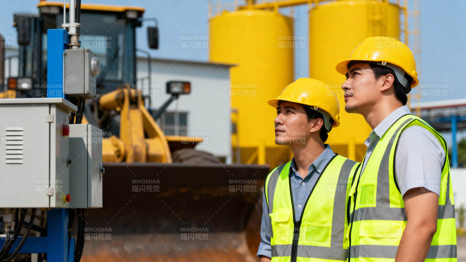 工地上的两位工人图片