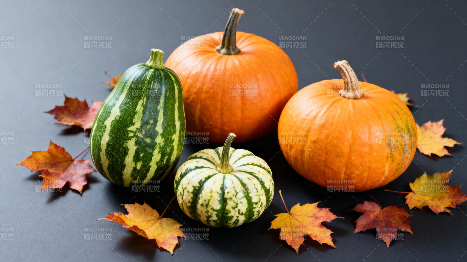 秋日南瓜与落叶图片