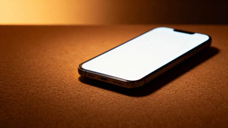 手机静置于暖光中图片