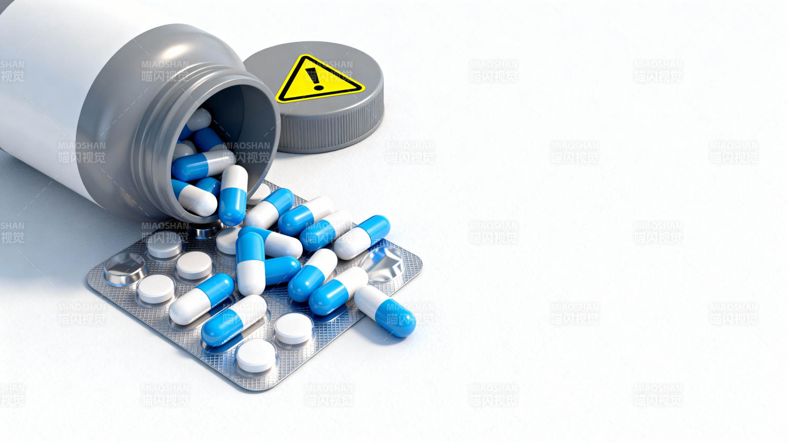 药瓶倾倒警示图片