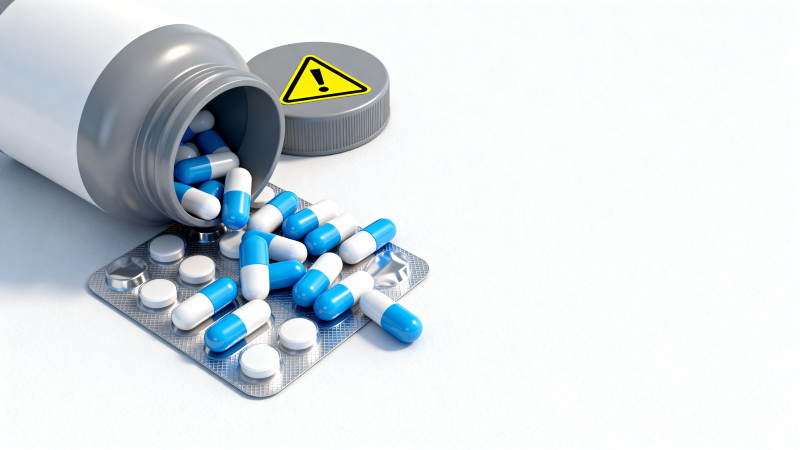 药瓶倾倒警示图片