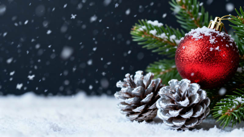 雪中圣诞装饰图片