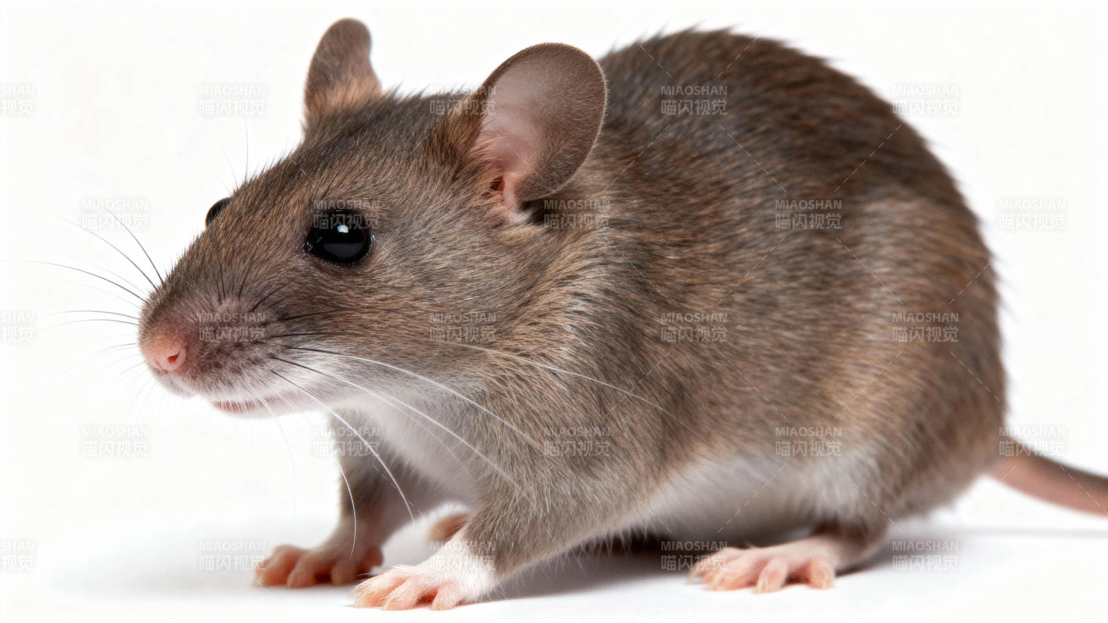 灰鼠静坐白背景图片