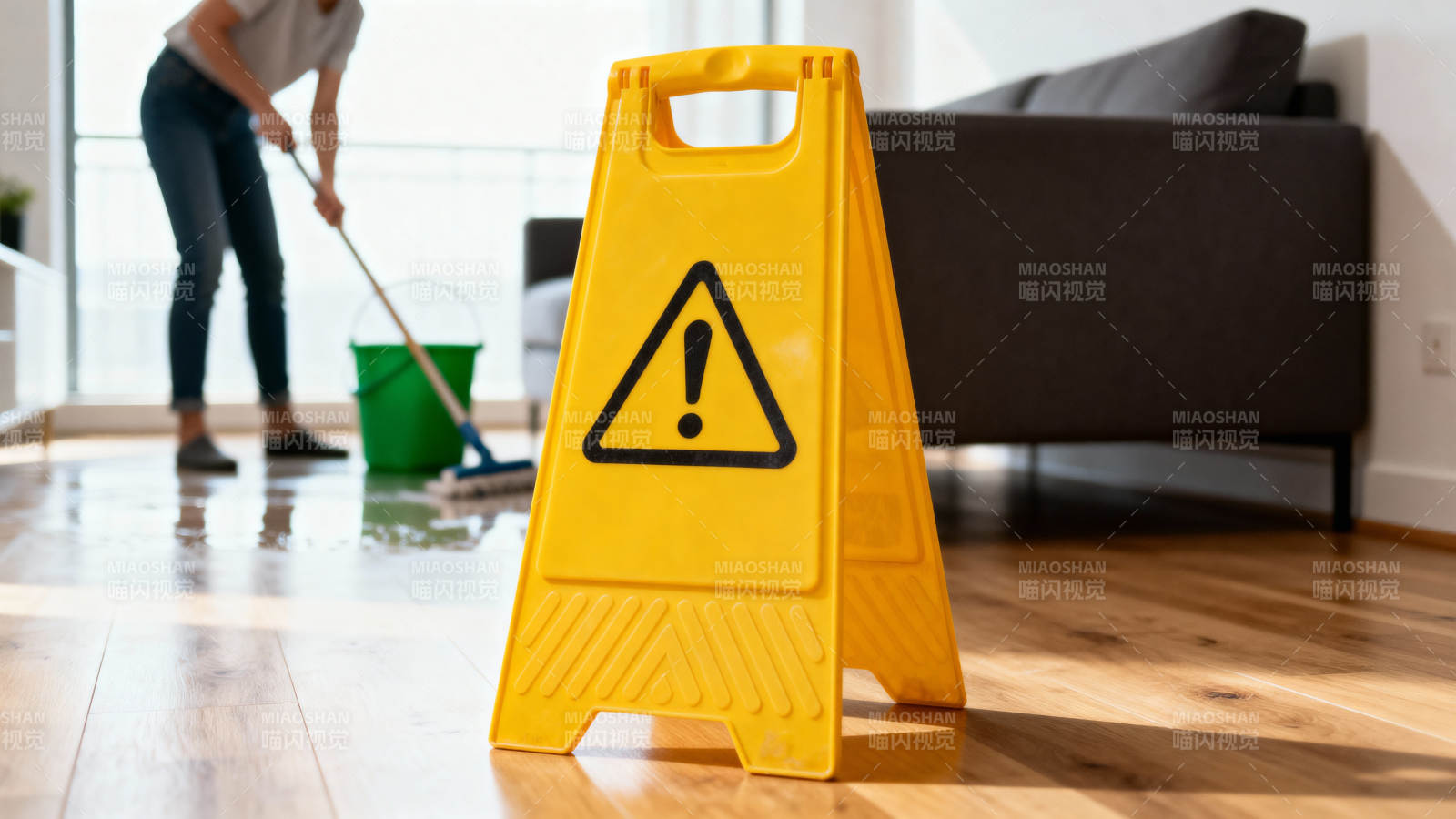 小心地滑 正在清洁图片