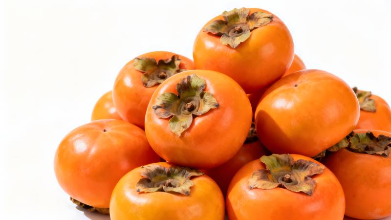 鲜橙柿子堆叠图片