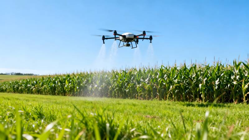 无人机喷洒农田图片