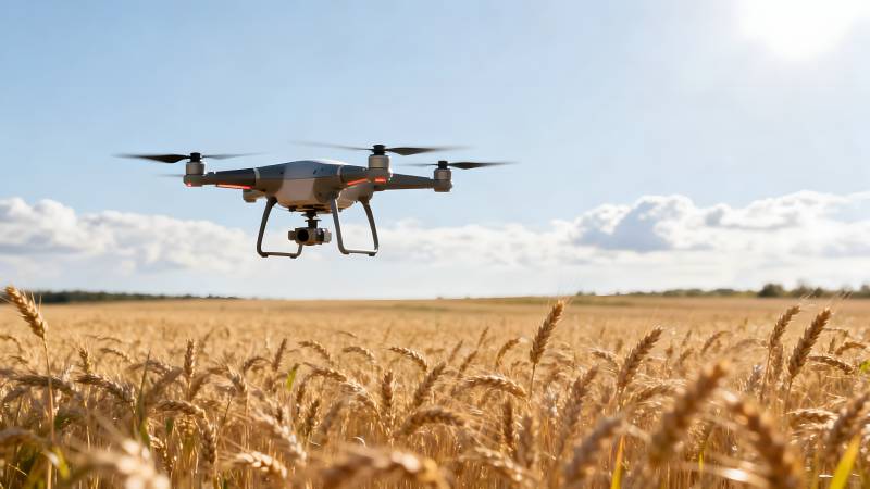 无人机飞越麦田图片