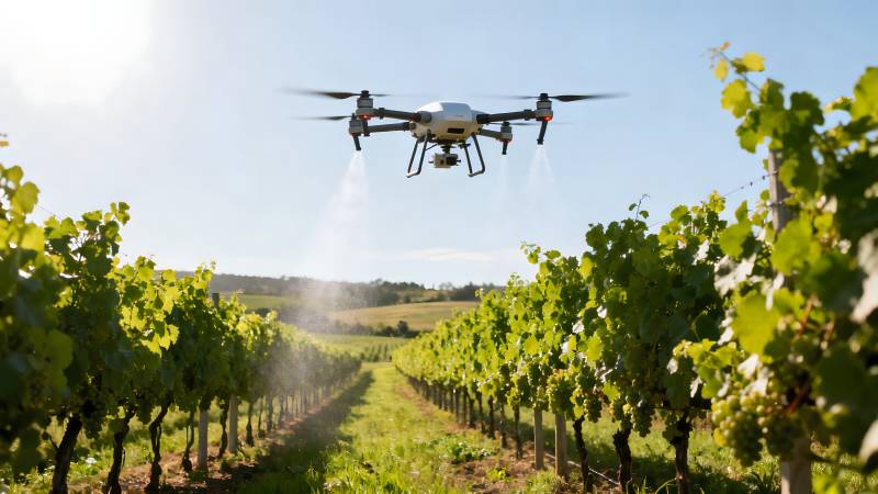 无人机喷洒葡萄园图片