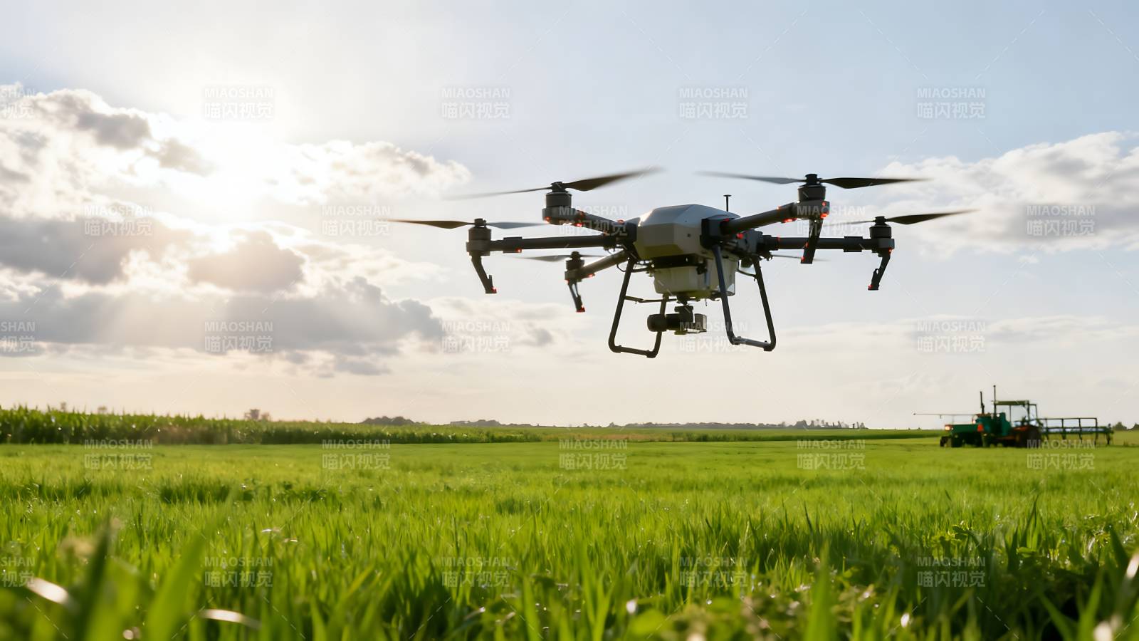 无人机飞越农田图片