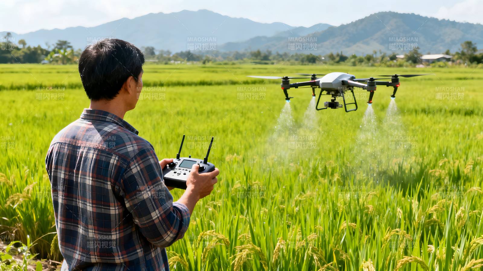 无人机喷洒农田图片