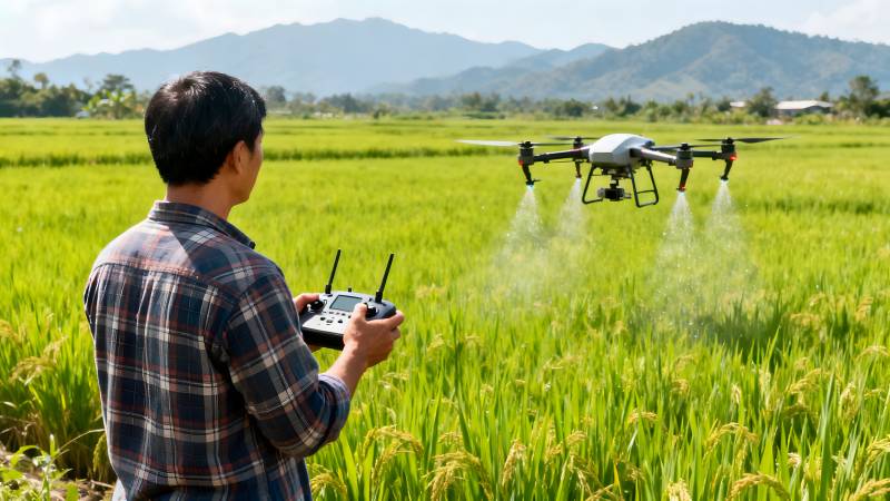 无人机喷洒农田图片