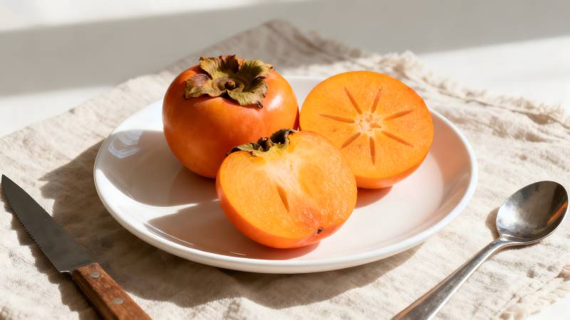 柿子切开摆盘图片