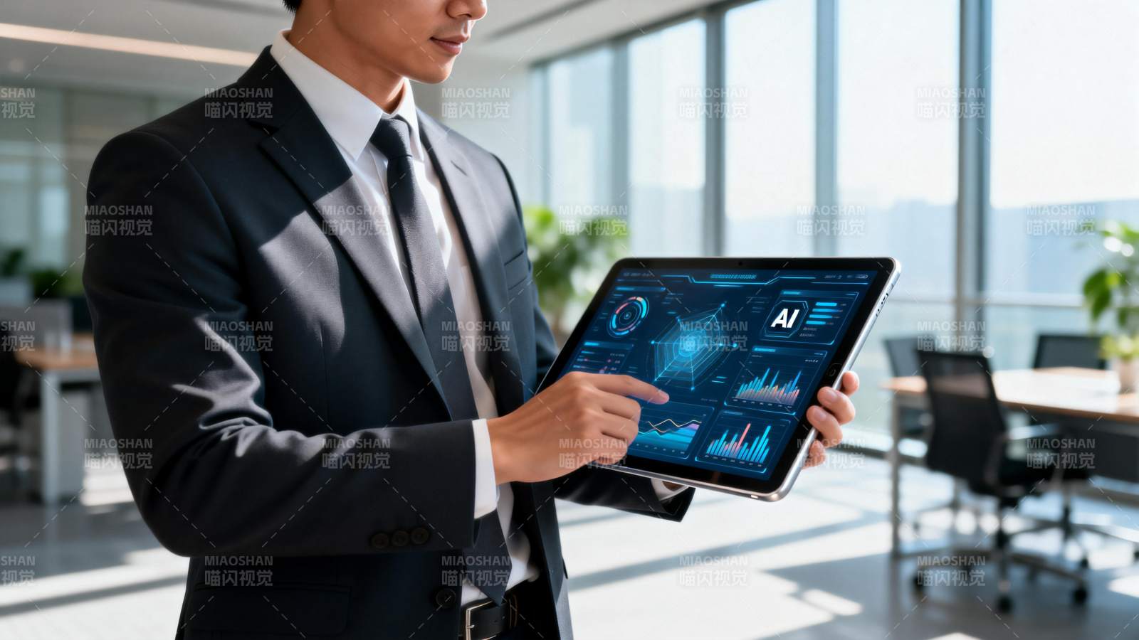 商务人士使用AI平板图片