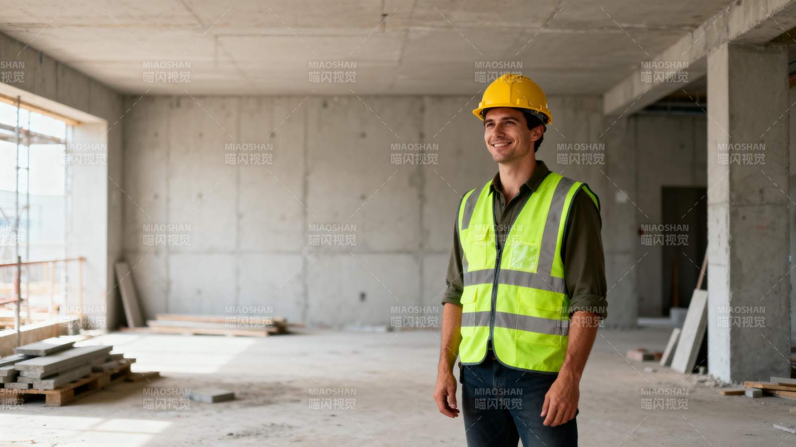 工地上的微笑工人图片